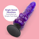 Triple Tickler Vibrating Dildo - 5.5 Inch Realistic Dildo - Twist Base With Suction Cup - Curved G-Spot Vibrator For Women - Adult Sex Toy - Waterproof - Purple