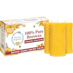 3 Pack Pure Beeswax Pillar Candles, 2 x 4 Inch, Unscented & Dripless
