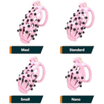 Male Chastity Cage,Lightweight Cock Cage,Resin Chastity Devices,Adult Sex Toy For Men, Locked Key,5 Sizes Rings Included (Pink, Standard)