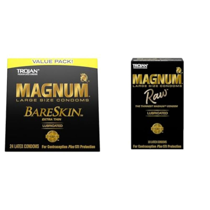 TROJAN Magnum BareSkin Premium Large 24 Count and MAGNUM RAW Large 10 Count Condoms