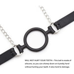 Silicone Ball Gag O Ring Open Mouth Gag Adjustable Strap Bondage Harness Restraints (Black W/Nipple Clamps)