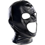 Sm Leather Bondage Head Masks - Eye Mouth Hollow Out Fetish Hood Masks Adult Sex Restraint Kit