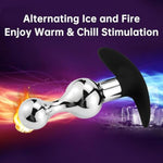 Upgraded Metal Silicone Hybrid Beaded Anal Butt Plug Wearable Anus Vaginal Stick Flexible Anchor Shaped Handle End Odorless Warm Chill Stimulation Men Women Masturbation Outdoor Fetish Sex Toy