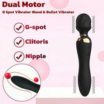 Vibrator for Women Dual Stimulation for G-Spot & Clitoral Stimulator Wand Massager 12 Modes Rechargeable Waterproof Sex Toy for Couples Personal Use Travel Beginners & Advanced