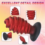 Huge Thick Butt Plug, Realistic Silicone Shark Egg Structure Butt Plug for G-spot Stimulation and Prostate Orgasm for Men and Women Anal Plug Adult Toy?Red(M)