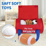 Baby Toys 0-12 Months, My First Sports Bag Plush Toy - 4 Sensory Balls Soft Toys With Crinkle, Rattles For 0-3-6-9-12 Month Newborn Infant, 1St Birthday For Babies Boys Girls Age 1