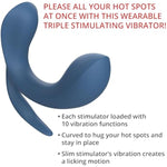 Licking Vibrator With Remote Control, Triple Stimulator With 10 Vibration Modes, G Spot And Clitoral Vibrator With Backdoor Licking Motion, Rechargeable Waterproof Silicone Wearable Toy