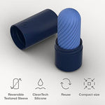 Pow Blue Male Masturbator & Ghost Blue Textured Reversible Penis Stroker - Sex Toys For Men Bundle