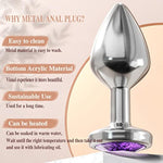 2 Pcs Metal Butt Anal Trainer Jewel Butt Plug Kit S & M Woman Men For Beginners Medium/Small Anal Plug Set