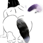 Butt Plug Fox Tail Cosplay Anal Plug Anal Butt Plug Adult Sex Toys For Beginner Women Men Couple (18" Purple-1)