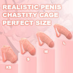 Realistic Penis Chastity Cage Chastity Devices For Male With 4 Ring Set, Resin Sissy Hollow Penis Style Chastity Device Dildo Shape Bondage Cock Cage Adult Sex Toys For Growers Men Couple (Xs)