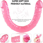 Lover Luxe Double-Ended Dildo Waterproof Jelly Double Dongs Realistic Dildo Penis Cock Anal Butt Plug Massager G-Spot Stimulation Orgasmic Adult Sex Toys For Women Men (Pink, L)