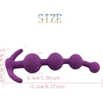 Silicone Anal Beads Butt Plug-Flexible Anal Chain Sex Toys With Different Size Anal Balls Prostate Massage Anal Plug,Anal Beads With Thin Neck & 4 Gradual Beads & T-Bar Base For Men Women