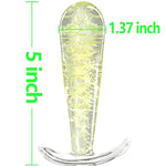 Crystal Anal Plug with Curved Base and Long Stem for Men and Women