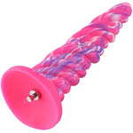 10.12" Silicone Spiral Dildo With Kliclok System For Premium Sex Machine, 9.06" Insertable Length, Max Circumference 7.36", Anal Sex Toy