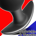 Anal Plug For Comfortable Long-Term Wear Butt Plug With Safe Curved Base & Slender Stem Black Silicone Prostate Massager Dilator Sex Toy For Women Men Masturbation (M)