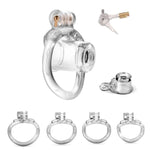 Chastity Cage For Men, Invisible Lock Design, Cock Cage Adult Sex Toy With 4 Active Rings, Breathable Hollow Chastity Devices, Long-Term Wear For Male (Transparent,Short)