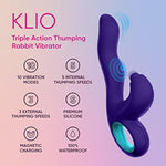 Klio Triple Action Thumping Rabbit Vibrator Sex Toy For Women - Super Soft, 100% Waterproof, G Spot Vibrator Adult Toy With 5 Internal & 3 External Thumping Speeds & 10 Vibration Modes (Dark Purple)