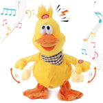 13" Quacking Duck Musical Stuffed Animal Plushies Walking Singing Waving Electronic Interactive Plush Toy For Kids Boys Easter
