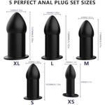 Anal Plug Set 5 Pcs Soft Silicone Butt Plugs Hollow Anal Dilator Adult Anal Trainer Anales Sex Toys Bondage Kit For Men Women Couples (Black)