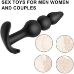Anal Plugs Silicone Butt Plugs Anal Beads Anal Adult Sex Toys & Games Anal Training Kit With Curved Base & Slender Waist G Spot Anal Prostate Stimulator For Comfortable Long-Term Wear (Black)