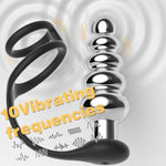 Anal Beads Vibrating Penis Ring Stimulator, Remote Control Wearable Vibrator Anal Plugs Sex Toys, Anal Trainer Silicone Butt Plug With Cock Rings For Men Adult Couples