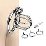 Chastity Cage With 3 Different Sizes Rings Press-Lock Chastity Device Stainless Steel Breathable Cock Cage Adult Bdsm Bondage Fetish Sex Toy For Men Training
