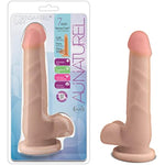 Adult Sex Toys–Au Naturel Sam–Sensa Feel Dual Density Realistic 7.5 Inch Dildo–Lifelike Slim Cock And Balls Dong–Suction Cup Base, Harness Compatible–Women Men Couples–Beige