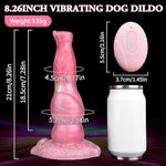 Thursting Vibrator Dog Dildo With Knot, 8Inch 2In1 Realistic Thick Monster Big Dildo Remote Control 10 Modes Vibrator For Women G Spot Strap On And Men Gay Anal Toy