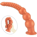 Silicone Anal Beads Butt Plug Dildo G-Spot Adult Sex Toy With Suction Cup Base, Soft Anal Plugs Dilator Dual Stimulation Threaded Beaded Design For Beginners And Advanced Players (M)