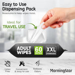 Adult Wipes for Elderly - 240 Wipes 4 Packs Thick Extra Large Disposable Washcloths for Adult Bathing & Shower Alternative No-Rinse - Lightly Scented XXL