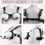 Bdsm Sex Bondage Breast Restraints, B To D Cup Chest Harness Boobs Cincher With Silicone Ball Gag & Nipple Clamps, Sex Harness Kinky Lingerie Bra Sm Games Sex Toys For Women Couples Beginner (Black)