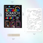 3 Pack Rainbow Scratch Art Notebooks, Spiral Magic Scratch Pads for Kids
