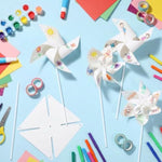 48 Pack DIY Paper Pinwheels for Kids, Color Your Own Blank Summer Windmills