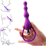 Soft Silicone Vibrating Anal Beads Butt Plug, Graduated Design Anal Vibrator Waterproof G Spot Anal Sex Toy For Men Women And Adult Couples (Purple)