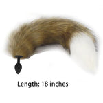 Silicone Anal Plug with Faux Fur Fox Tail, 18 Inch Tail, Adult Toy for Roleplay and Cosplay (Brown)