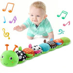 Baby Toys 6-12 Months Musical Caterpillar,Stuffed Animals Infant Toys 0-6 Months Sensory Toy With Ruler Design,Crinkle&Ring Bell,Baby Teething Toys For Tummy Time Boy Girl Gifts (Green)