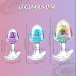 3Pcs Anal Plug Set, Liquid Silicone Butt Plugs With Luxury Crystal Glass Balls, G-Spot & Prostate Stimulation, T-Base For Safe Use, Large, Medium, Small, Suitable For Couples, Gay, Men & Women