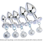 Pull-Ring Metal Backyard Anal Plug Sex Toys Alternative Toys Personal Sex Massager Silver