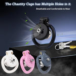 Flat Chastity Cage With Penis Ring, Urinal Holder And Elasticated Belt 3D Resin Cock Cage Chastity Devices Sm Restraints & Bondage Sex Toys For Mens (Pink+Belt)