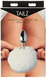 White Fluffy Bunny Tail Anal Plug