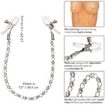 Nipple Play Crystal Chain Nipple Clamps With Adjustable Tension White