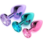 Premium Colorful Metal Anal Plug 3Pc Set - Luxury Round Jewel Base Butt Plugs For Prostate Massage, Couple Play & Anal Training, Body-Safe Material Adult Sex Toys Kit For Men&Women(Mix)