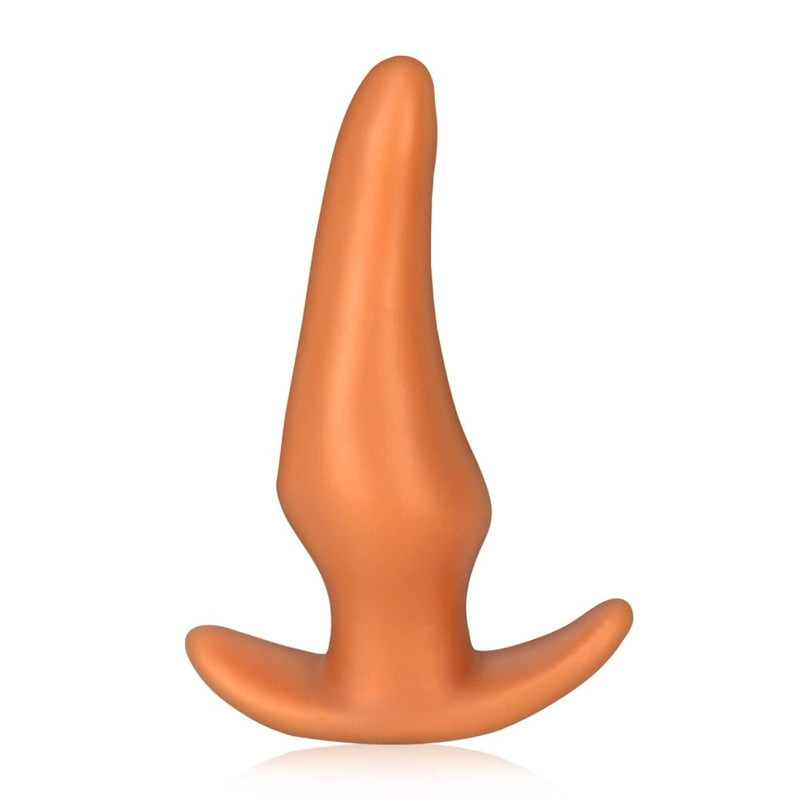 Soft Anal Plugs Masturbator, Liquid Silicone Butt Plug With Safety Base Gold Anal Dildo Vagina Dilator Anal Expander Masturbation Sex Toys For Men And Women (M)