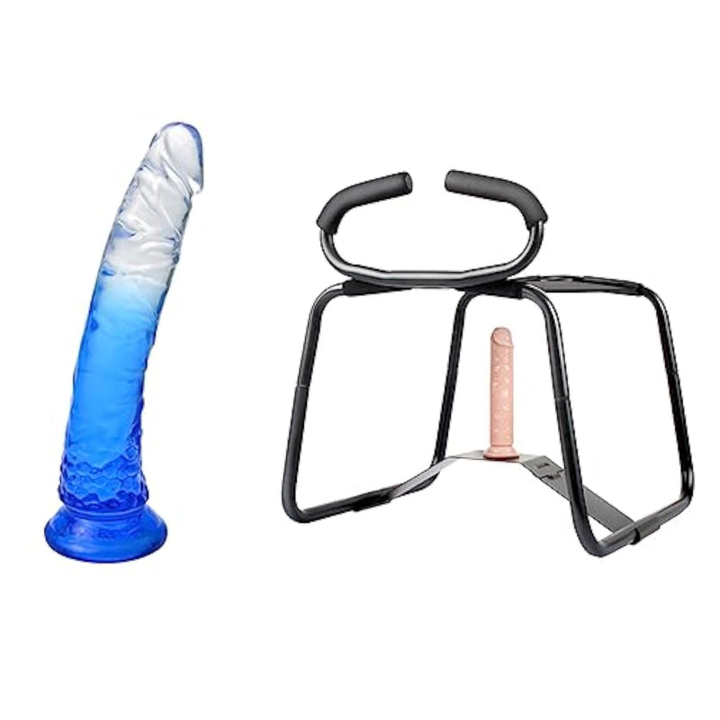Sex Furniture Sex Position Enhancer Chair With Realistic Jelly Dildo, 8 Inch G-Spot Dildo With Strong Suction Cup