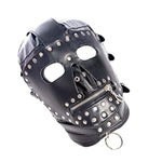 Leather Rivet Bondage Head Masks - Fetish Sex Toys Eyes Hollow Out Head Hood Cosplay Sm Restraint Masks