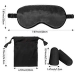 Silk Satin Sleep Mask with Ear Plugs, Blindfold,Black, Dark Green