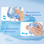 Spiral Motion Male Masturbator Adult Sex Toys For Men - Manual Sucking Stroker Realistic Pocket Pussy For Men Masturbation Sleeve, Open Ended Crystal Sex Toy, Pocket Pussies Penis Toys