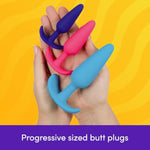 Silicone Butt Plug Kit - 3 Piece Anal Training Kit - Progressive Size Small To Large Flared Base Anal Plugs - 2.9-4.4 Inch Adult Sex Toys For Men, Women & Couples