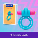Excite Rabbit Silicone Vibrating Cock Ring for Couples, Blue